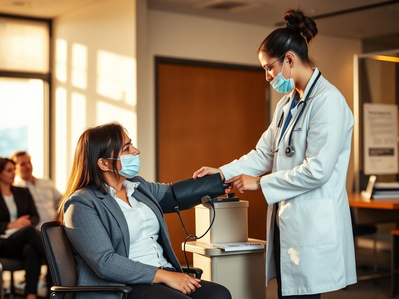 Cernimiento de salud en el lugar de trabajo durante una sesión Mentis Onsite