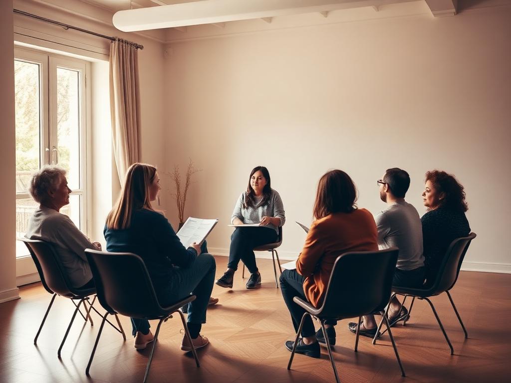 Grupo en un taller de primeros auxilios de salud mental
