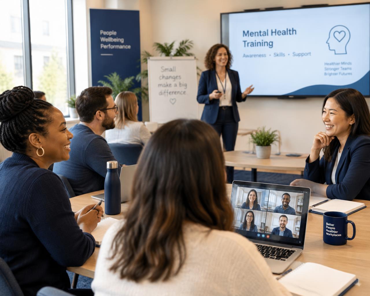 Adultos participando en un adiestramiento de salud mental
